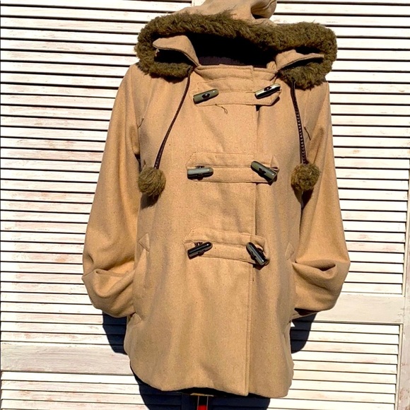 Paris Blues Jackets & Blazers - Paris Blues Tan Pea Coat Size -L